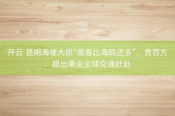 开云 昆明海埂大坝“旅客比海鸥还多”，责罚方：提出乘坐全球交通赶赴
