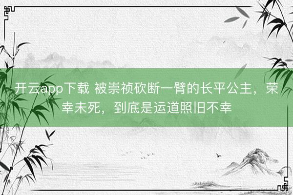 开云app下载 被崇祯砍断一臂的长平公主，荣幸未死，到底是运道照旧不幸