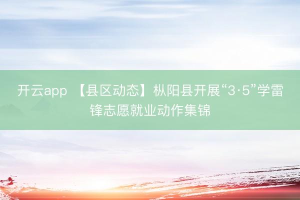 开云app 【县区动态】枞阳县开展“3·5”学雷锋志愿就业动作集锦