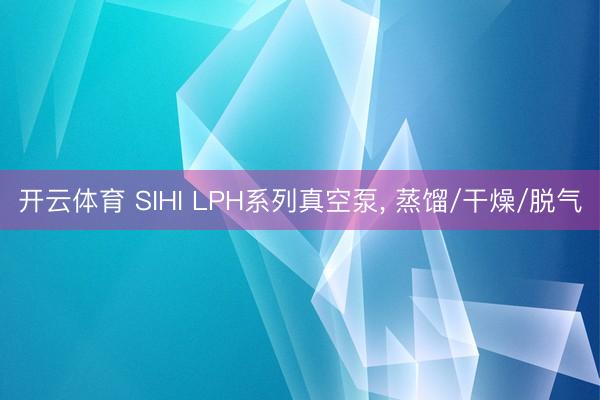 开云体育 SIHI LPH系列真空泵， 蒸馏/干燥/脱气