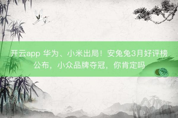 开云app 华为、小米出局！安兔兔3月好评榜公布，小众品牌夺冠，你肯定吗