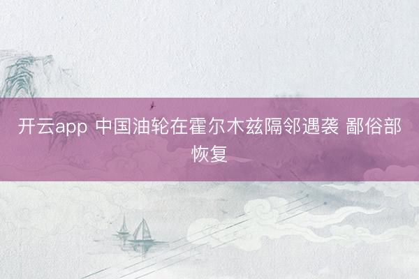 开云app 中国油轮在霍尔木兹隔邻遇袭 鄙俗部恢复