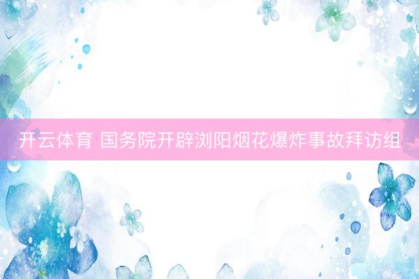 开云体育 国务院开辟浏阳烟花爆炸事故拜访组
